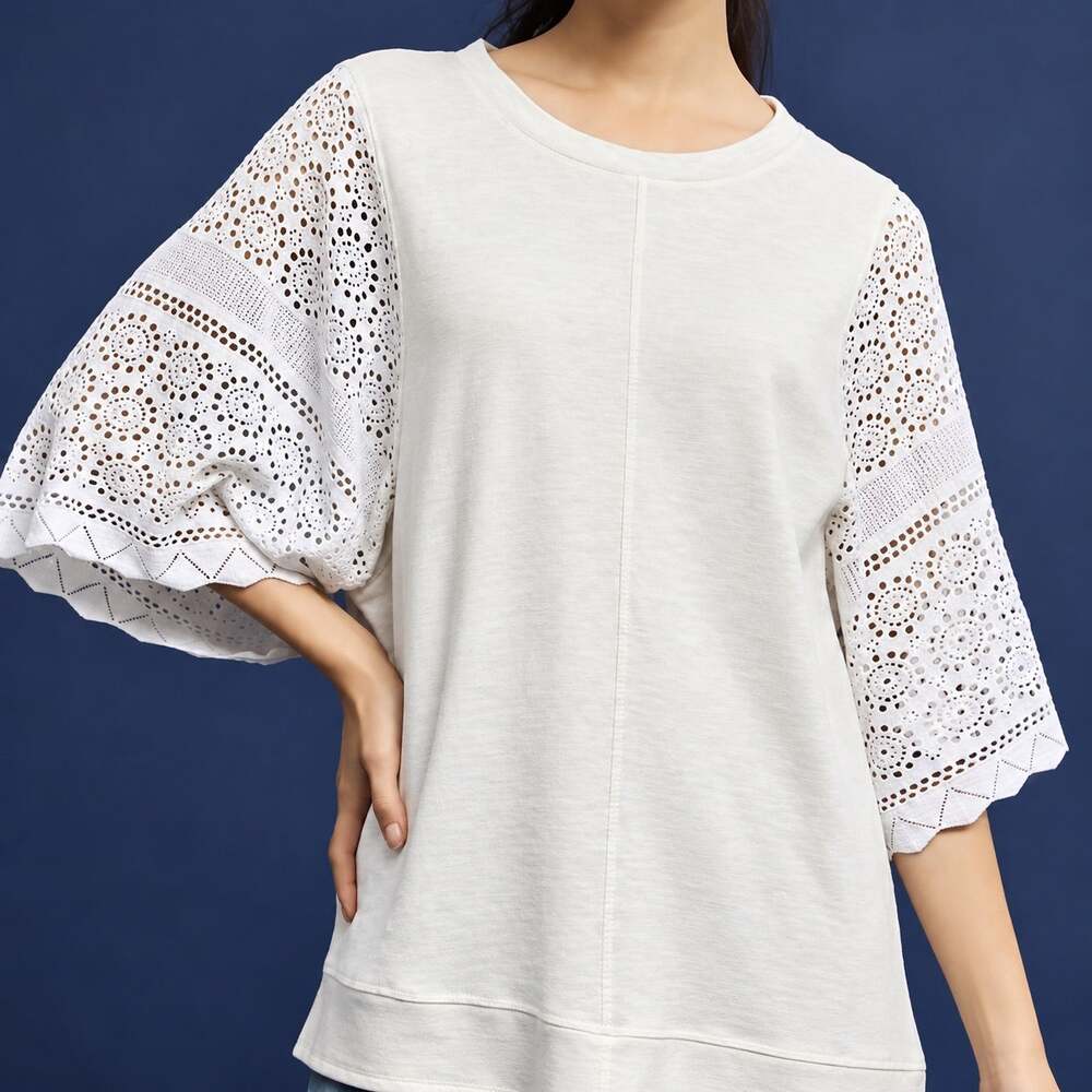 Anthropologie Akemi + Kin Coro Crochet Lace Dolman Sleeve Top Size M